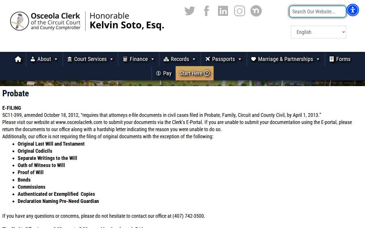 Osceola probate information used to complete a Kissimmee previous resident trail