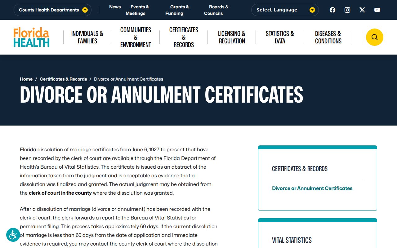 Kissimmee resident lookup using Florida dissolution certificates
