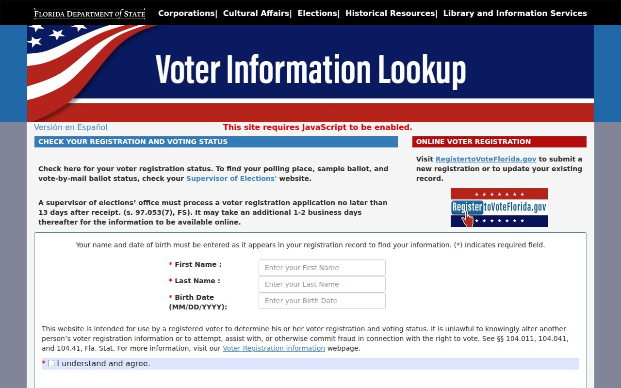 Kissimmee ZIP code directory voter status lookup